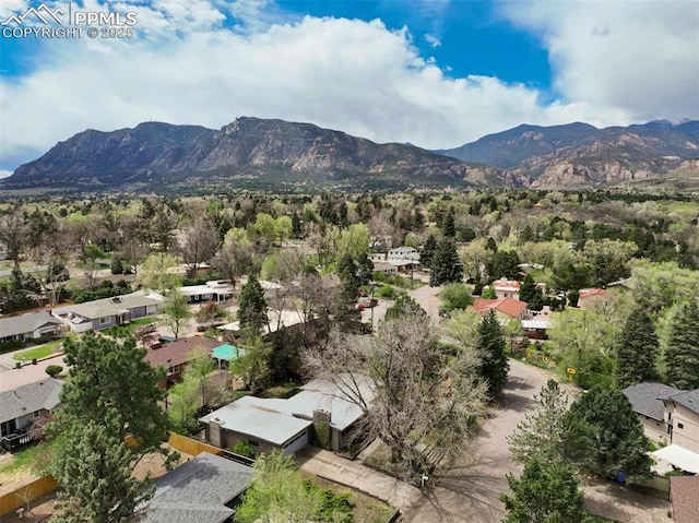 bird's eye view with a mountain view and a residential view