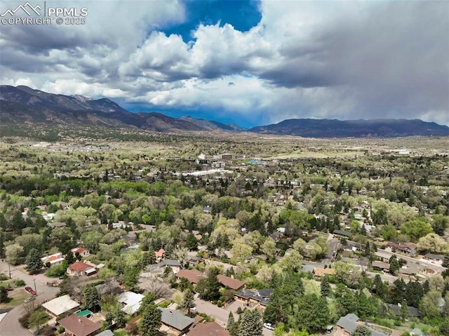 aerial view with a residential view and a mountain view