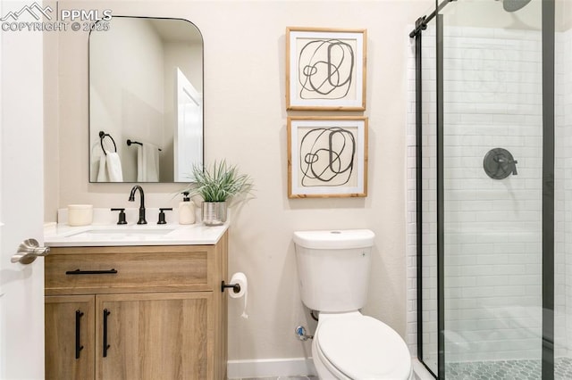 3111 Youngheart Way, Castle Rock, CO 80109 - full bath featuring a stall shower, toilet, vanity, and baseboards