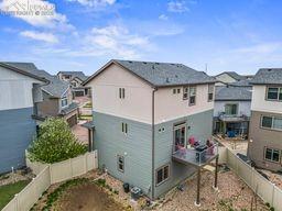 back of house with a fenced backyard and a residential view