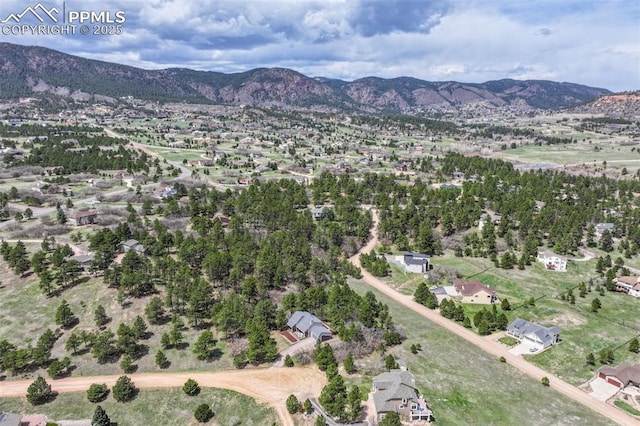 drone / aerial view with a mountain view