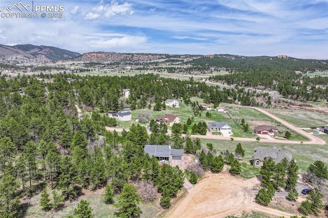 aerial view featuring a mountain view