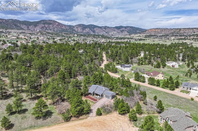 bird's eye view with a mountain view