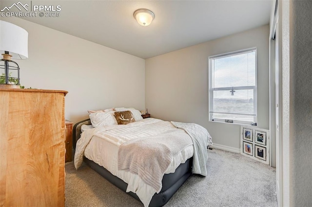 bedroom featuring carpet floors and baseboards