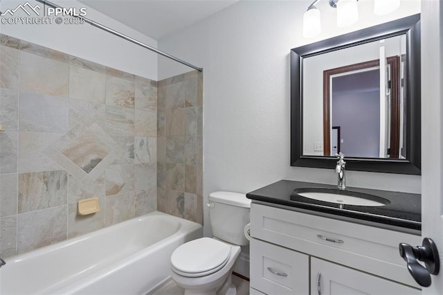 full bathroom featuring vanity, toilet, and bathing tub / shower combination