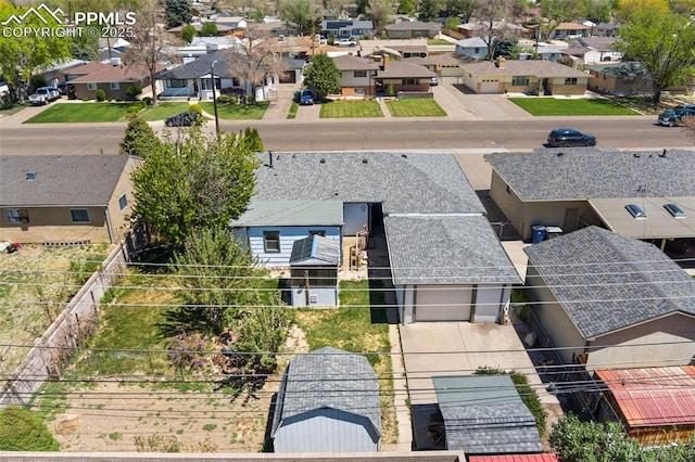 bird's eye view with a residential view