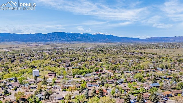 bird's eye view with a mountain view and a residential view