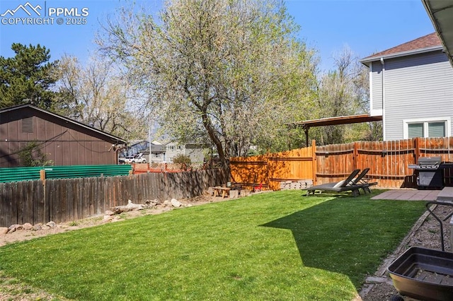 view of yard featuring a fenced backyard