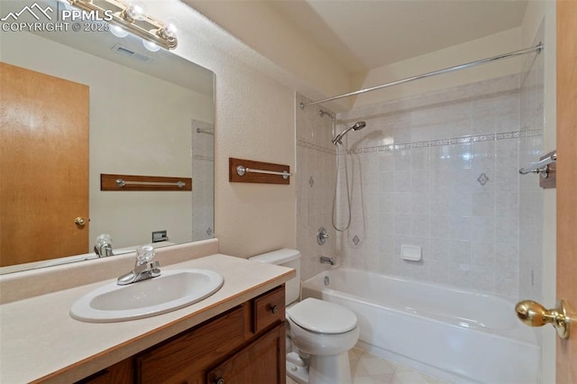 6151 Pine Hill Dr, Colorado Springs, CO 80918 - bathroom featuring visible vents, shower / bathtub combination, toilet, and vanity