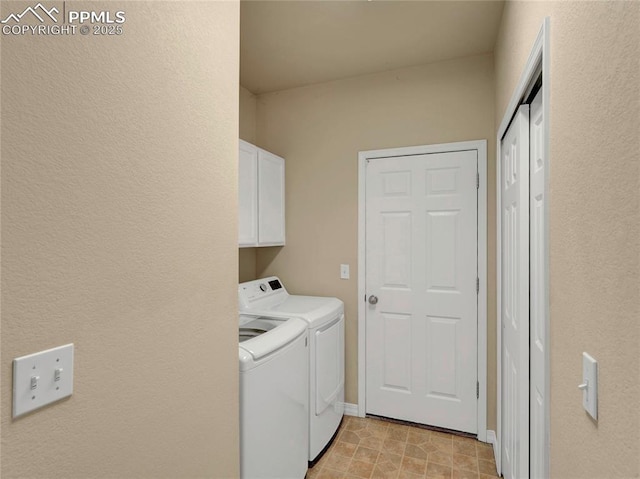2174 Alpine Shadows Vw, Colorado Springs, CO 80919 - clothes washing area featuring washing machine and dryer and cabinet space