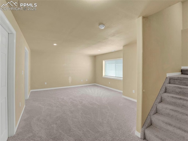 2174 Alpine Shadows Vw, Colorado Springs, CO 80919 - basement with carpet floors, stairs, and baseboards
