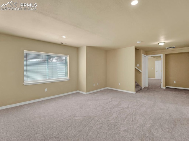 2174 Alpine Shadows Vw, Colorado Springs, CO 80919 - carpeted empty room featuring stairway, recessed lighting, and baseboards