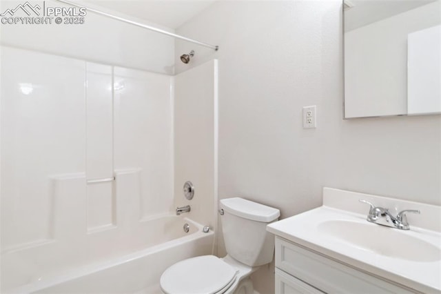 bathroom with vanity, toilet, and tub / shower combination