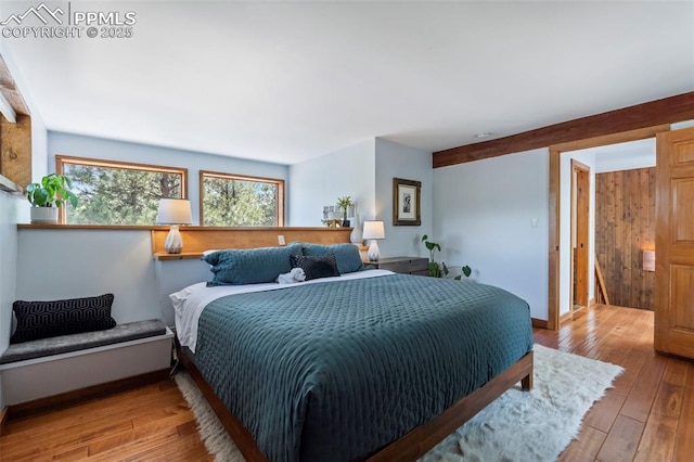 bedroom featuring light wood finished floors