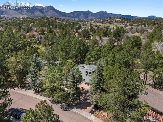aerial view with a mountain view