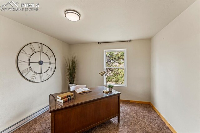 3543 Blue Mesa Dr, Divide, CO 80814 - carpeted home office with baseboard heating and baseboards