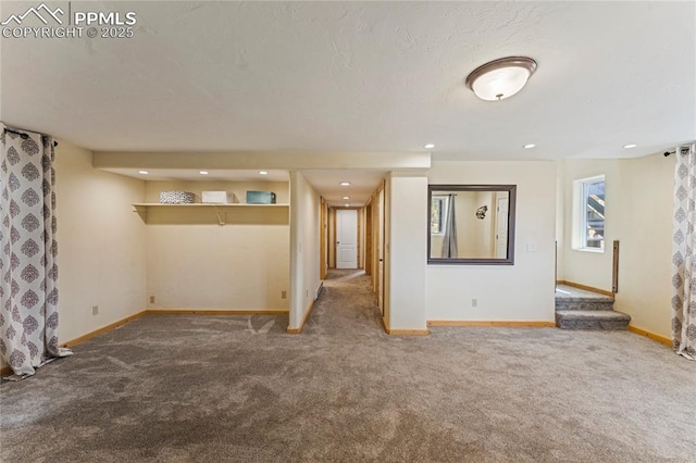 3543 Blue Mesa Dr, Divide, CO 80814 - below grade area featuring carpet floors, baseboards, and recessed lighting