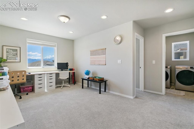 10323 Elevated Ln, Colorado Springs, CO 80924 - carpeted office space featuring baseboards, independent washer and dryer, and recessed lighting