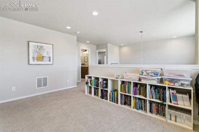 10323 Elevated Ln, Colorado Springs, CO 80924 - rec room with carpet floors, baseboards, visible vents, and recessed lighting