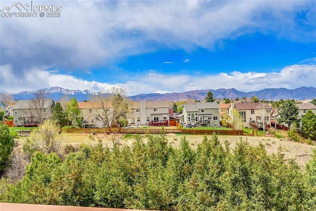 property view of mountains with a residential view