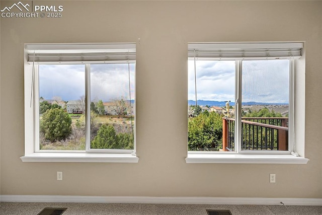 interior details featuring baseboards and carpet flooring
