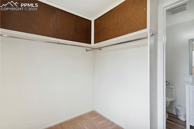 spacious closet featuring visible vents