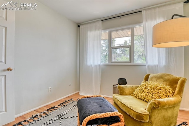living area with wood finished floors
