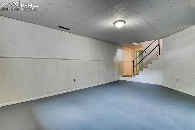 finished basement with stairs