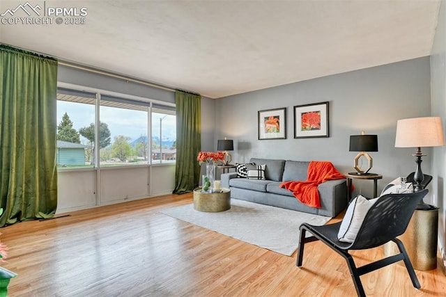 living room with wood finished floors