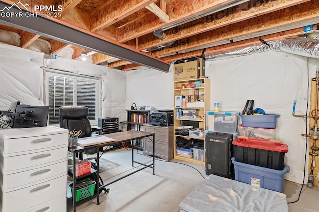 view of unfinished basement