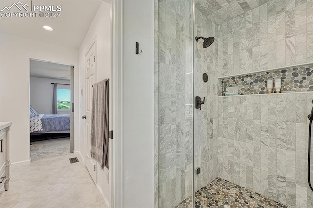 16440 Eastonville Rd, Elbert, CO 80106 - bathroom featuring a tile shower, ensuite bath, and recessed lighting