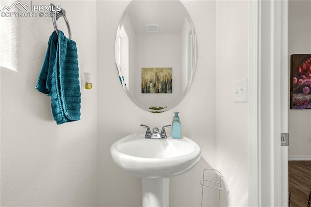 bathroom featuring wood finished floors
