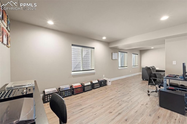 2972 Namib Dr, Colorado Springs, CO 80939 - home office with recessed lighting, baseboards, and wood finished floors