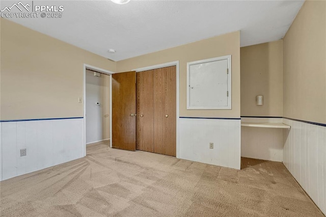 10 Gold Coin Ct, Colorado Springs, CO 80919 - unfurnished bedroom featuring a wainscoted wall, carpet, and a closet