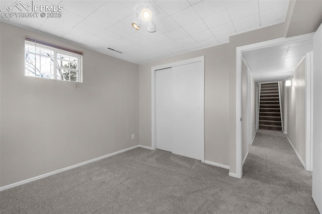 3435 Montebello Dr, Colorado Springs, CO 80918 - unfurnished bedroom with carpet flooring, baseboards, visible vents, and a closet