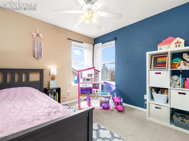 5346 Gentle Wind Rd, Colorado Springs, CO 80922 - bedroom featuring carpet, baseboards, and a ceiling fan