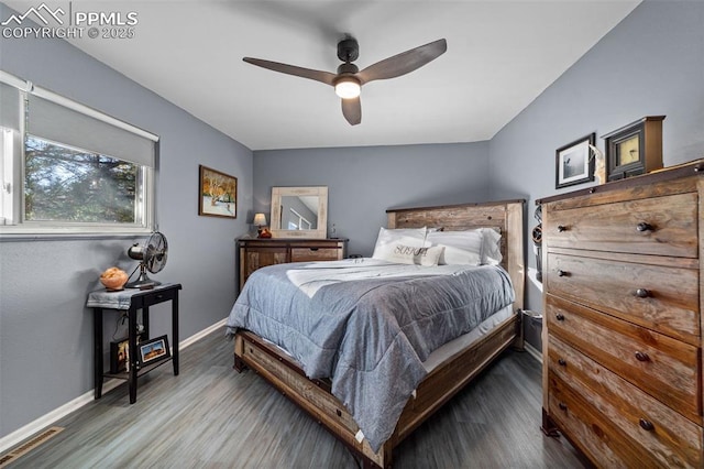 1065 N 19th St, Colorado Springs, CO 80904 - bedroom with baseboards, ceiling fan, wood finished floors, and visible vents