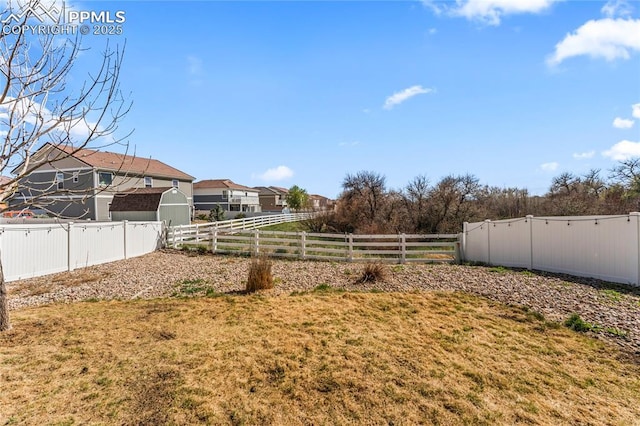 view of yard featuring a fenced backyard