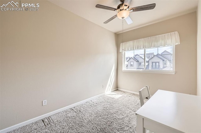 4338 Alder Springs Vw, Colorado Springs, CO 80922 - unfurnished office with a ceiling fan, baseboards, and carpet flooring