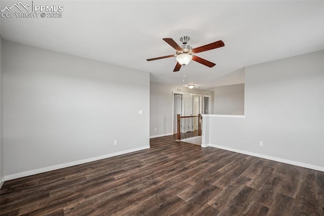 7318 Dutch Loop, Colorado Springs, CO 80925 - empty room featuring baseboards, a ceiling fan, and dark wood finished floors