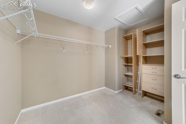9089 Royal Melbourne Cir, Peyton, CO 80831 - walk in closet with carpet floors, visible vents, and attic access