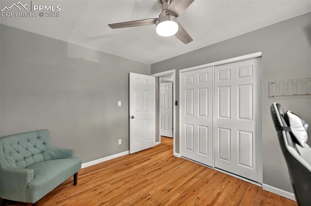 806 N Chelton Rd, Colorado Springs, CO 80909 - sitting room with ceiling fan, baseboards, and light wood-style floors