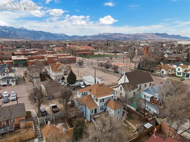 322 Platte Ct, Colorado Springs, CO 80903 - aerial perspective of suburban area featuring a mountainous background