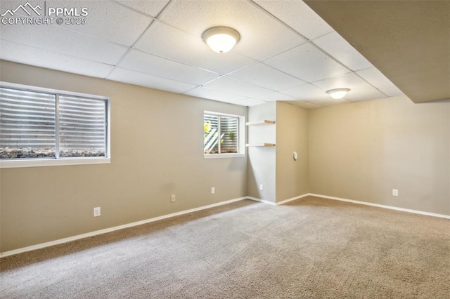8365 Pepperridge Dr, Colorado Springs, CO 80920 - spare room featuring a paneled ceiling, carpet flooring, and baseboards
