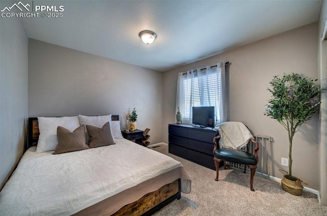 bedroom with carpet floors and baseboards
