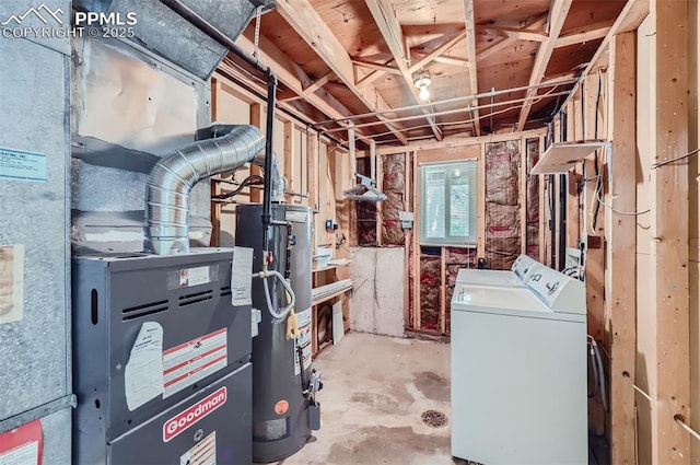 2903 E Serendipity Cir, Colorado Springs, CO 80917 - below grade area with gas water heater, washing machine and dryer, and heating unit