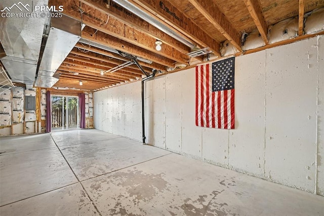 basement with electric panel