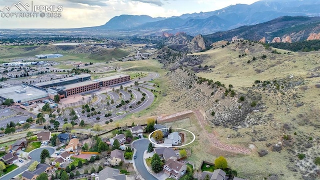 aerial view with a mountain view