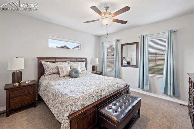 6471 Cisco Kid Way, Colorado Springs, CO 80923 - carpeted bedroom with baseboards, multiple windows, and ceiling fan