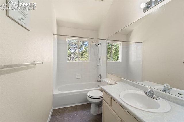 3245 Chestnut Glen Ln, Colorado Springs, CO 80918 - bathroom featuring  shower combination, vanity, and marble look tiles